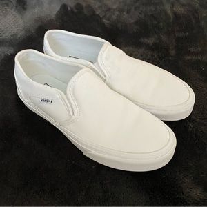 Women’s Vans White Canvas Slip Ons Sz 8